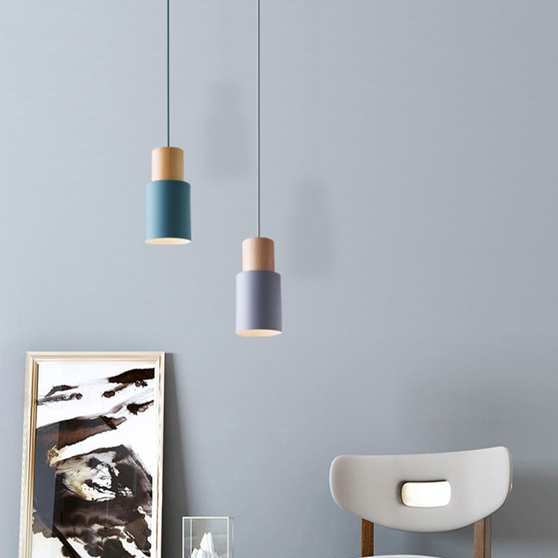 Modern Nordic Macaron Hanging Lamping Alluminio Cilindrico Light Penderant per spazi interni