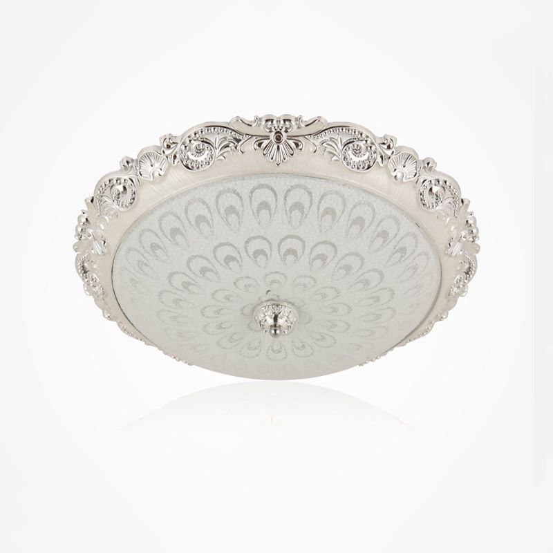 1-Light Bedroom Flush Ceiling Light Traditional Dome Flush Mount Lamp with Glass Shade