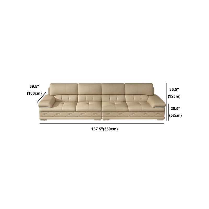 Genuine Leather Sofa & Chaise Modern Tufted Pillow Top Arm Sofa