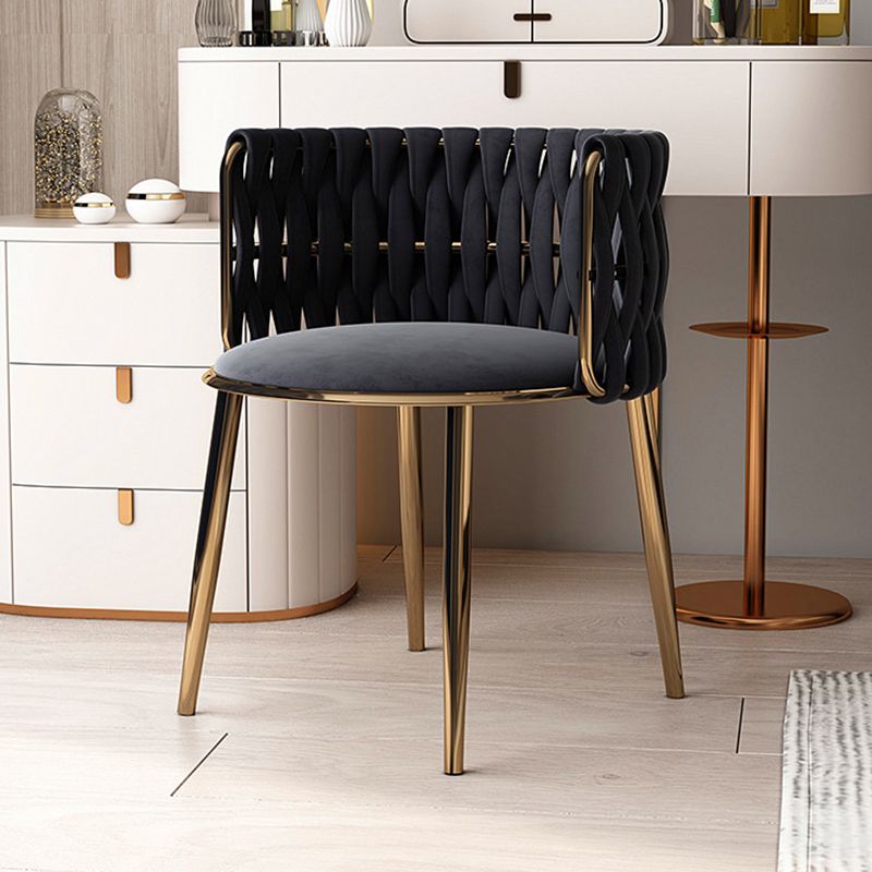 Contemporary Metal Dining Room Armchairs Upholstered Side Chairs for Home Use