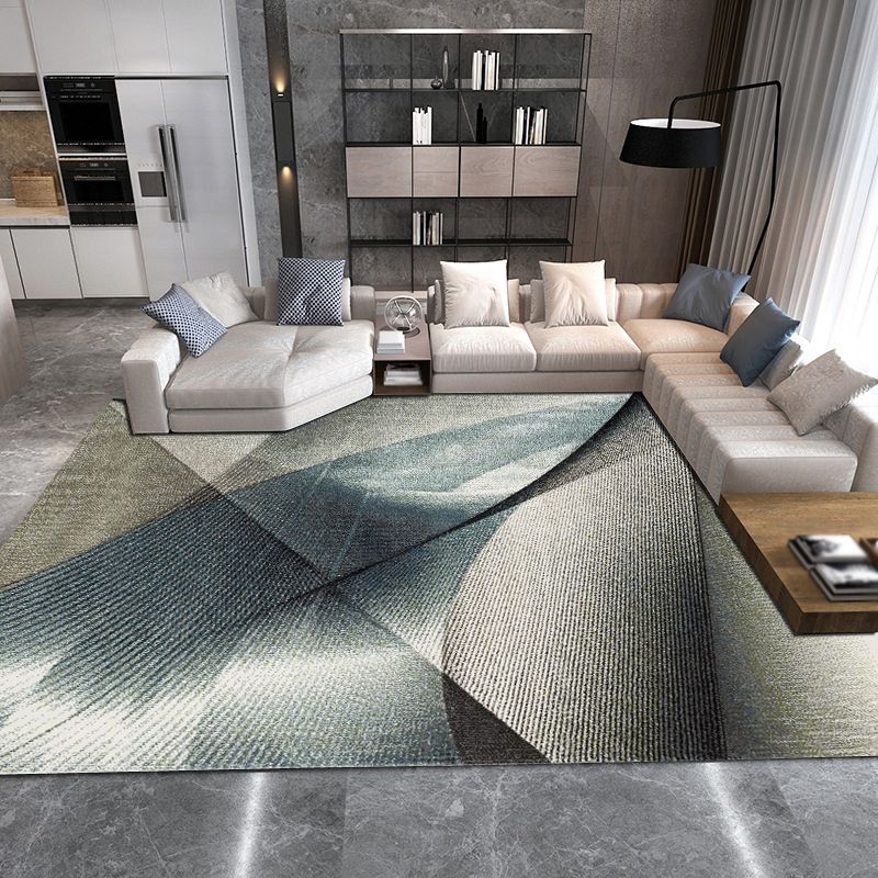 Hellgrau moderner Teppich Polyester Grafik Teppich Färbung widerstandsfähiger Teppich für Wohnzimmer