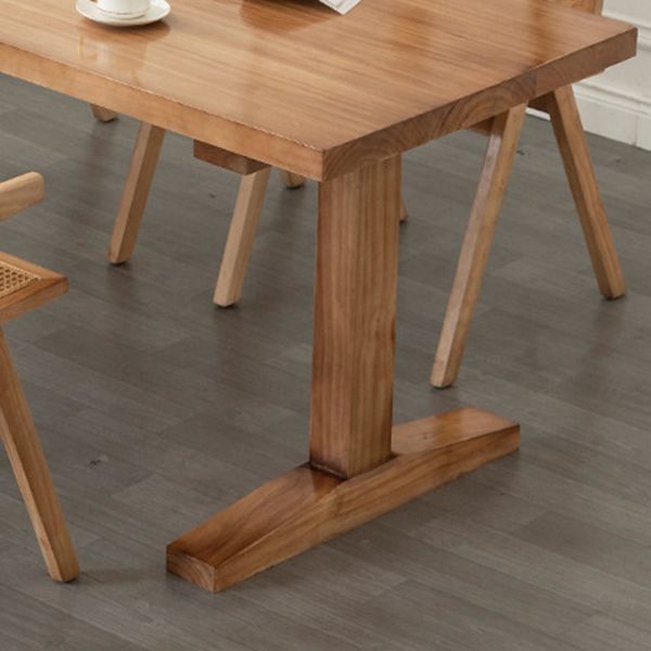 Modern Rectangular Dining Table Solid Wood Dining Table with Double Pedestal