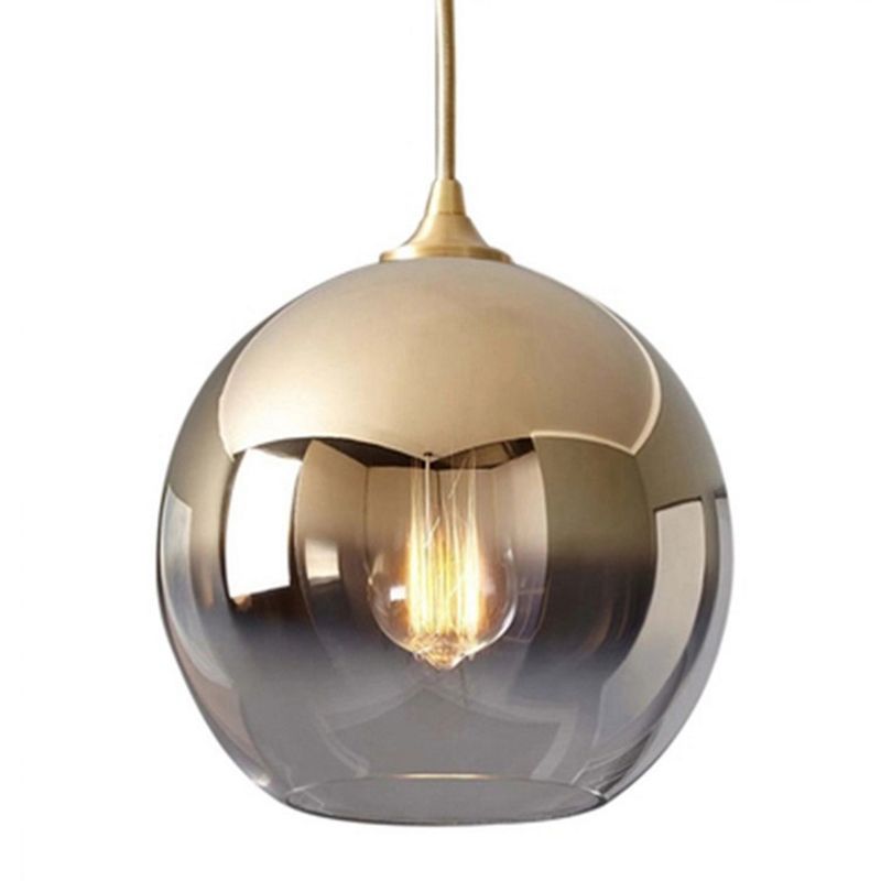 Modern Luxury Indoor Pendant Light Wrought Iron Globe Hanging Lamp with Glass Shade