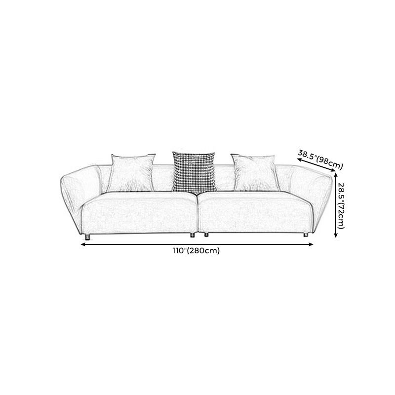Dark Gray Flared Arm Sectional Contemporary Tight Back Curved Sofa for Living Room