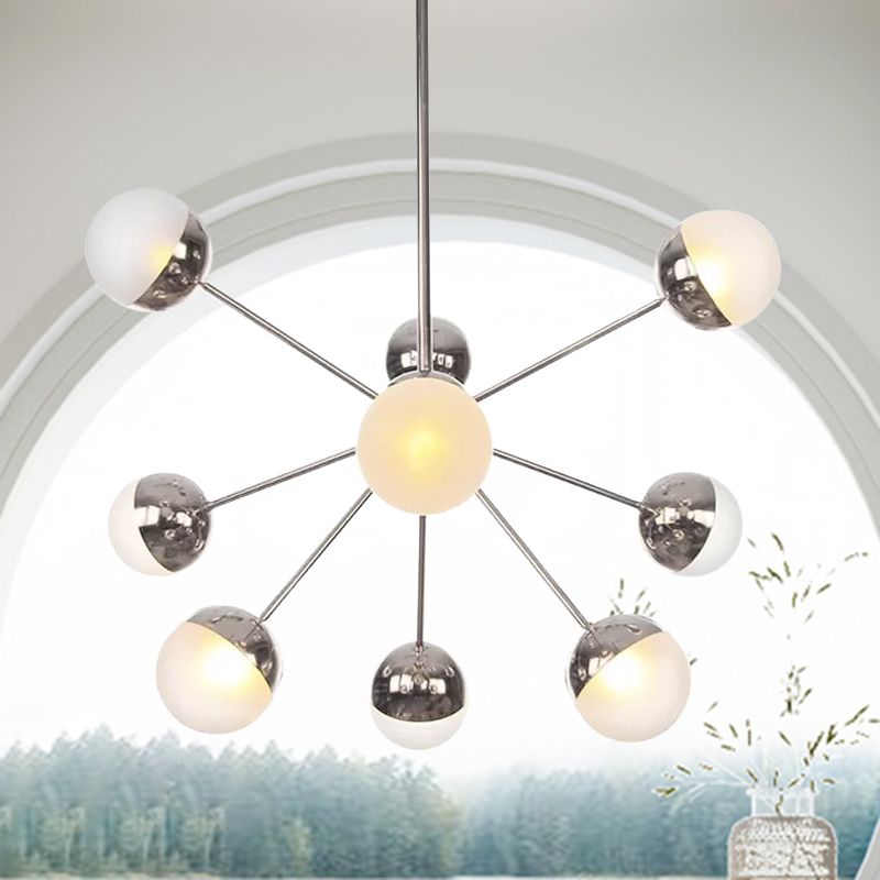 Semi-encastré Globe pour salle à manger, verre blanc/transparent/gris fumée, 9/12/15 lumières, luminaire semi-encastré contemporain en cuivre/chrome/or