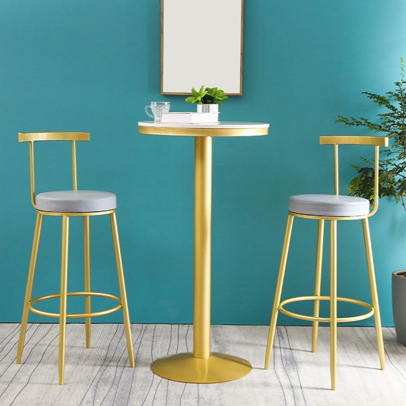 Metal Low Back Dining Stools Glam Armless Bar Stools with Gold Metal Base