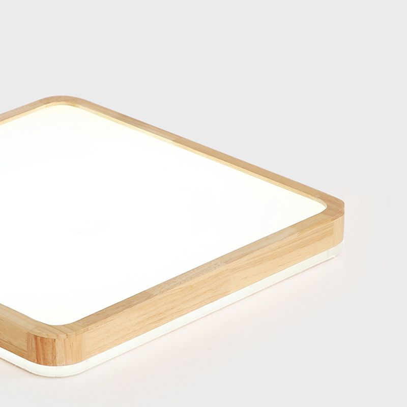 LED Flush Ceiling Light Fixtures with Acrylic Shade Wooden Flush Mount Ceiling Fixture