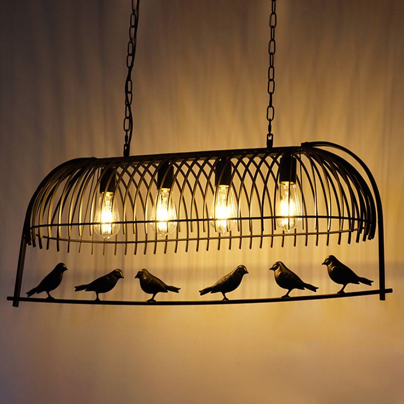 Filo Black Cage Isola Luci da lampadario Iron Iron Style Antique Isola Fissature