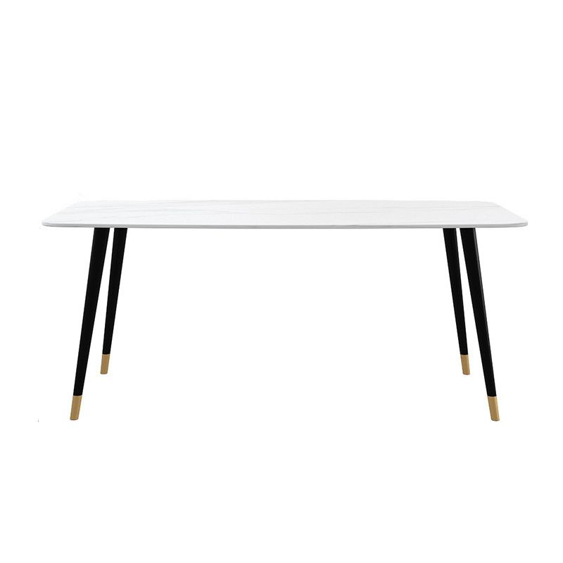 Industrial Sintered Stone Dining Table Rectangle Table with 4 Legs