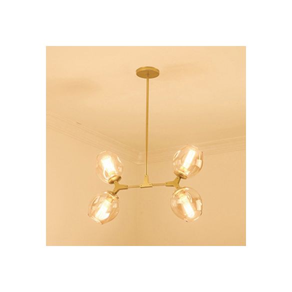 Blase Schatten Kronleuchter Leuchte zeitgenössische klare Glas 2/4 Lichter Schwarz/goldener Deckenleuchte