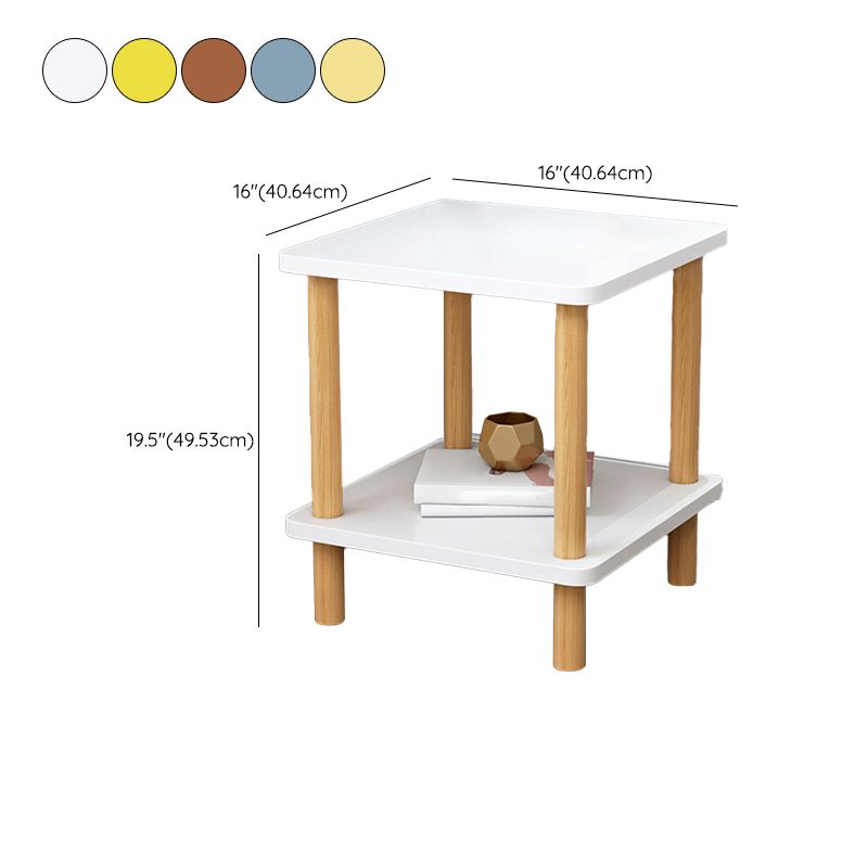 Wooden Side Table Double Tier Modernistic Style Geometric for Living Room