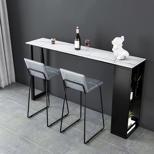 Contemporary Bar Table Set 1/2/3 Pcs Stone Bar Table and Stools with Metal Base