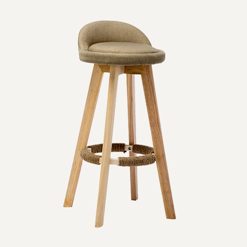 Tabouret de comptoir rotatif à dossier moderne, barre de ménage en bois avec coussin