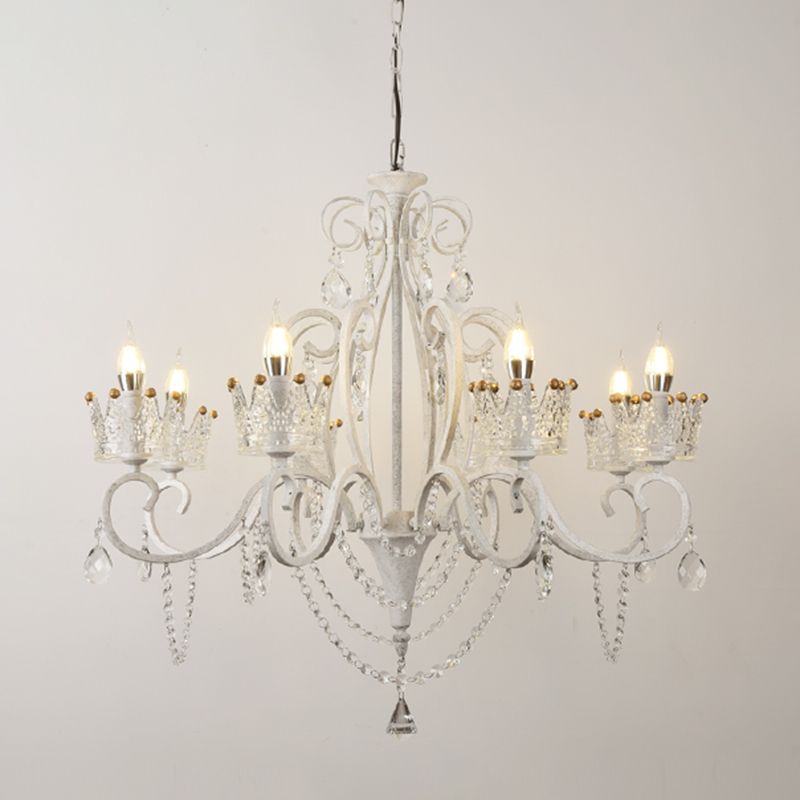 Candelabra Metall Deckenbeleuchtung Vintage Wohnzimmer Kronleuchterleuchte mit Kristallkronendekoration