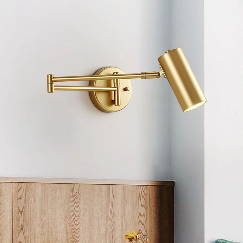 Metal Swing Arm Wall Lighting Modern Style 1-Light Sconce Lamp with Aluminum Shade