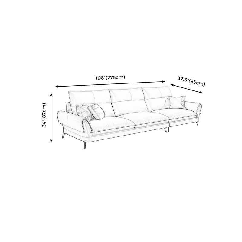 Modern Cream Genuine Leather Sofa Pillow Top Arm Sectional for Apartment