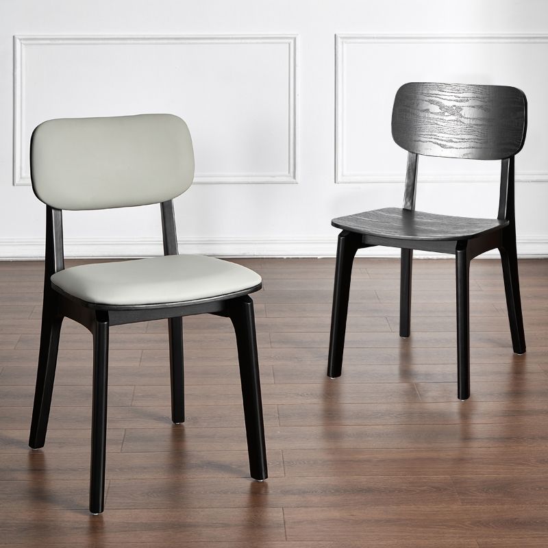 Chaise d'appoint de salle à manger de cuisine contemporaine, chaise d'appoint de salle à manger en bois massif à dossier ouvrant