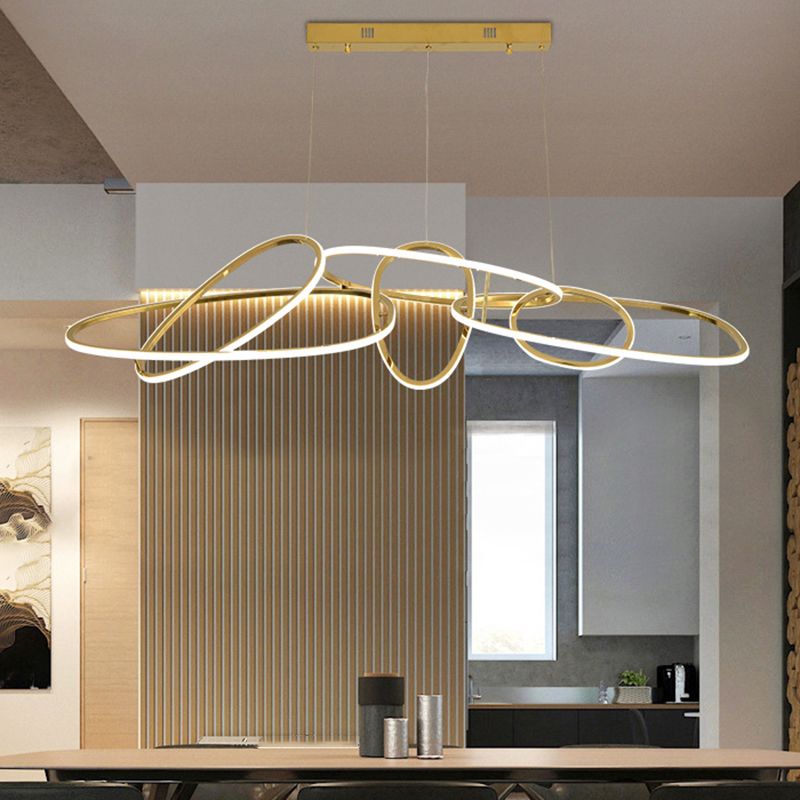Strip Shape Island Lamp LED Island Hanging Light with Silica Gel Shade for Dining Room