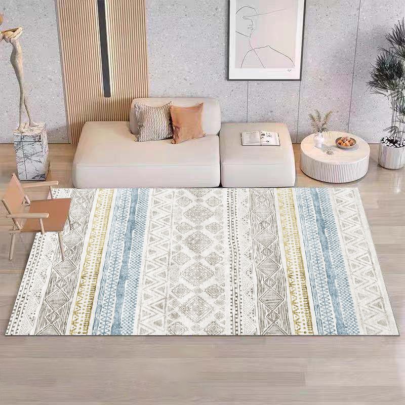 Bohemian Geometric Print Rug Polyester Indoor Carpet Non-Slip Backing Area Rug for Living Room