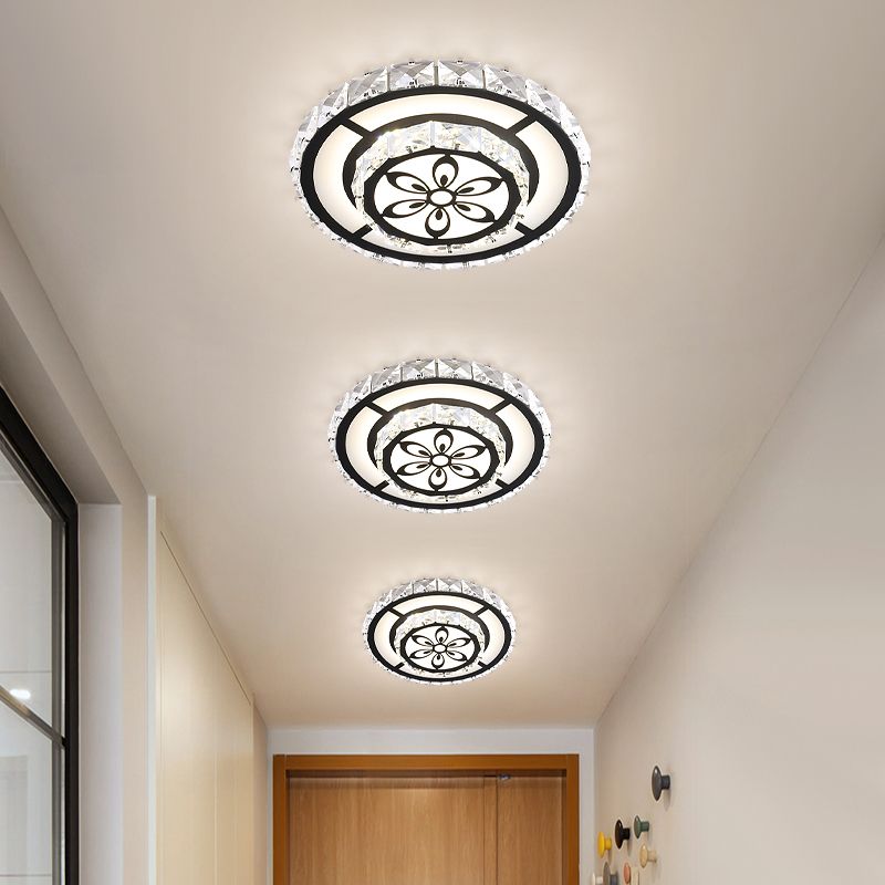 Plafondlamp met acrylgeometrie, minimalistische LED-kristallen inbouwlamp met bloemmotief