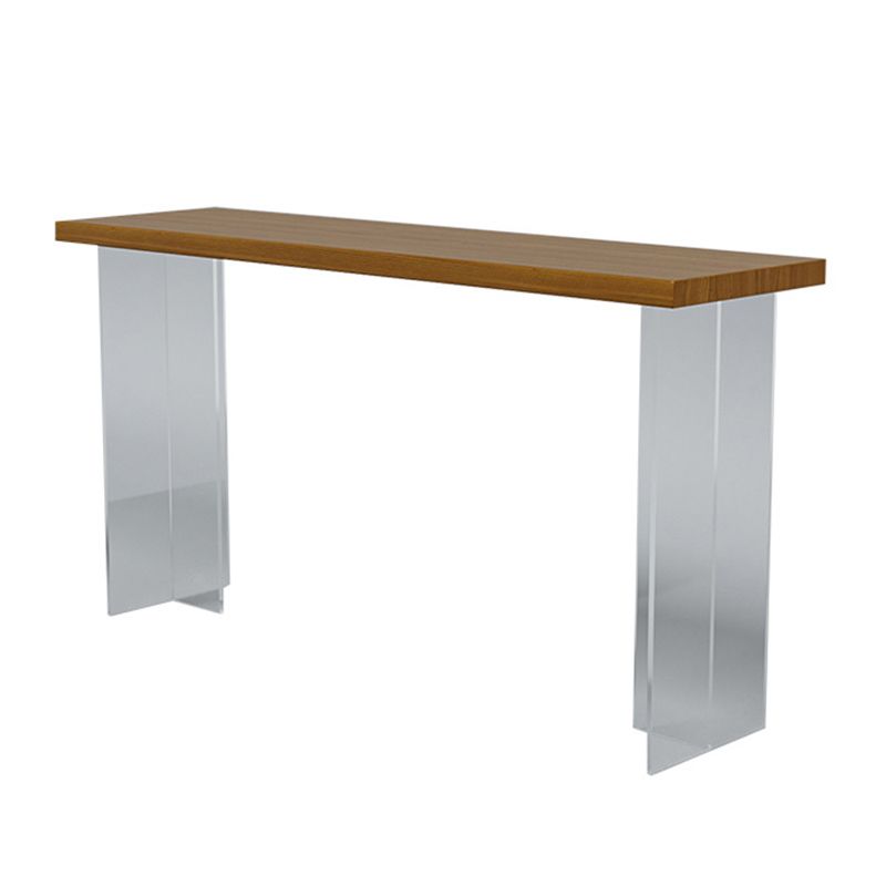Brown Rectangle Bar Height Table Modern Solid Wood Bar Dining Table