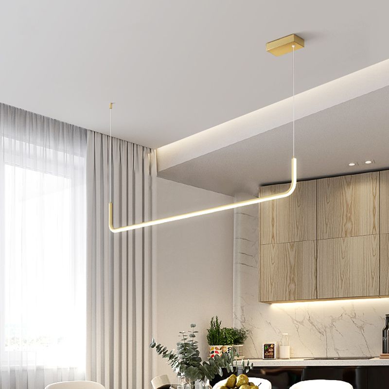 Linear Shape Pendant Lights Contemporary Style Metal Pendant Lighting Fixtures