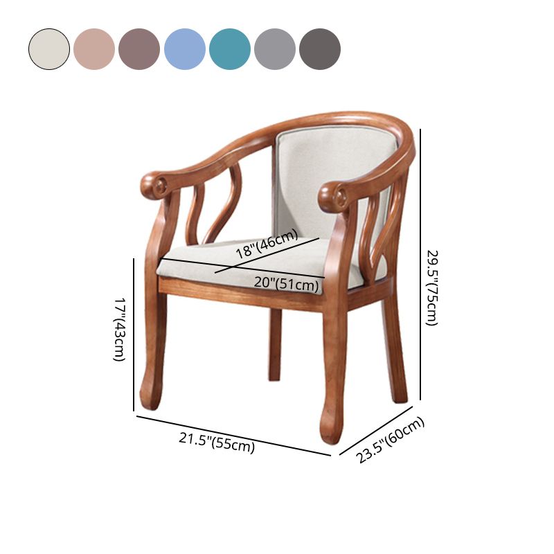 Silla de comedor de madera tradicional, silla de comedor de tela de lino para uso en restaurantes