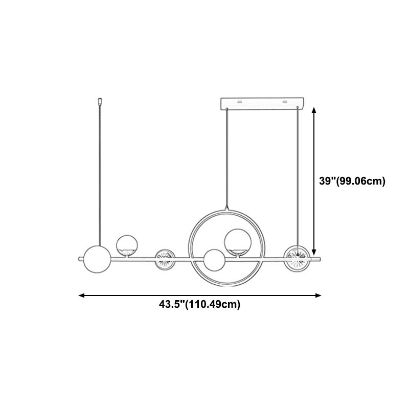 Contemporary Glass Chandelier Lamp Linear Island Pendant for Dining Room