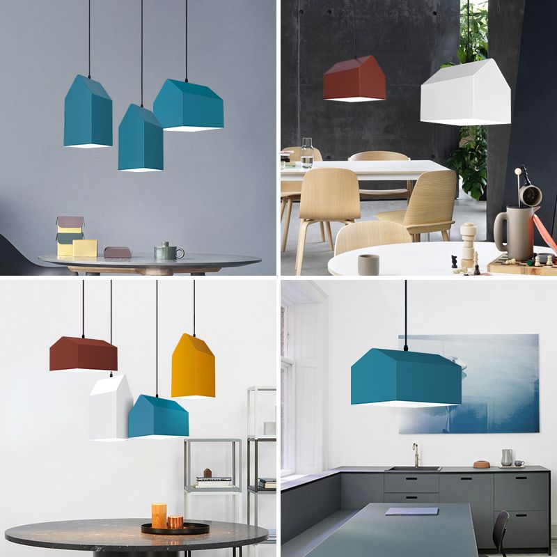 1 Light Unique Hanging Pendant Modern Macaron Style Glass Hanging Lighting for Bedroom