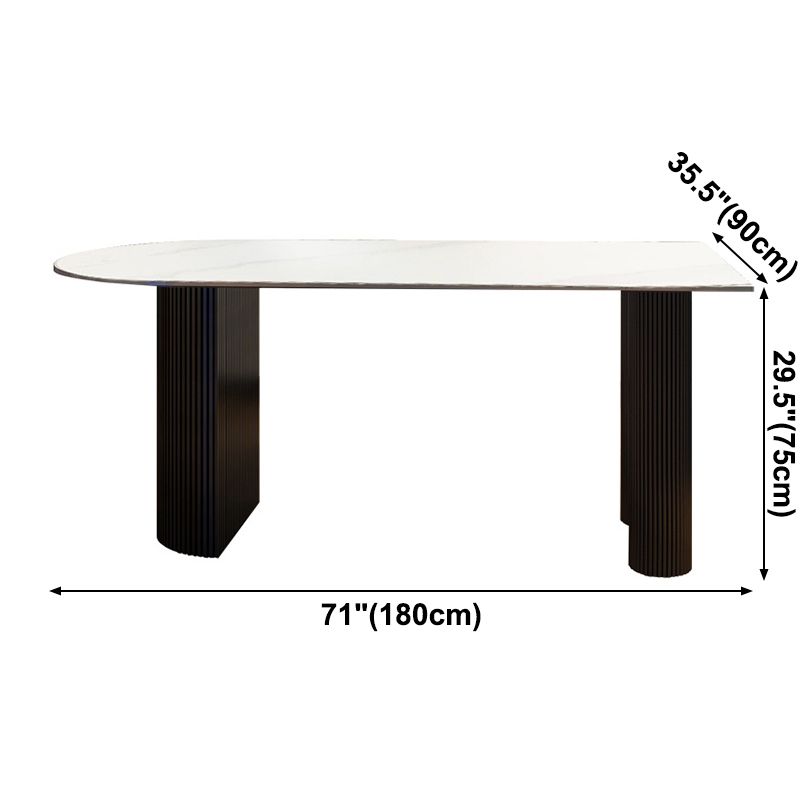 Modern Style Sintered Stone Dinner Room Kitchen Table White Table with Wooden Base