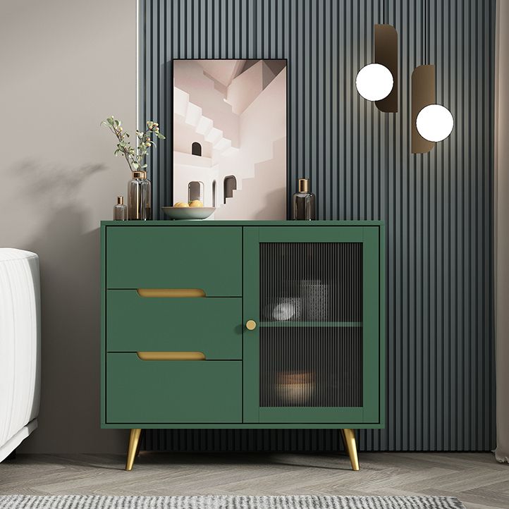 35.5"L Glass Door Wood Sideboard Modern Credenza with Storage and Drawer for Living Room