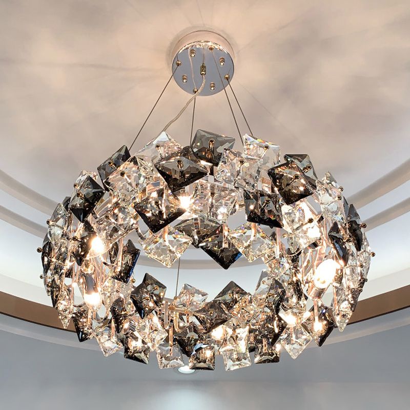 Geometric Pendant Lights Modern Crystal Pendant Lighting Fixture in Grey