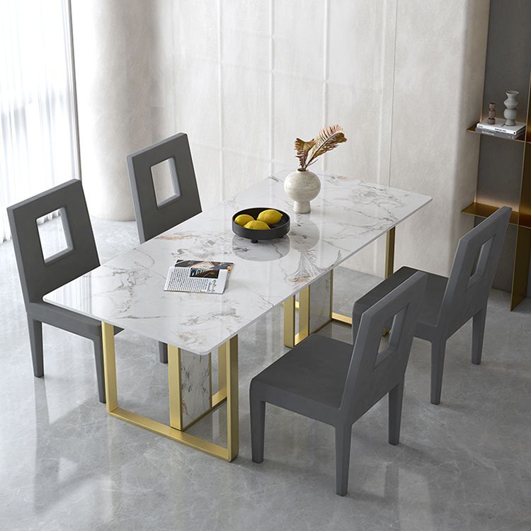 Glam Style Dinette Set 1/5/7 Pcs Dining Set with Rectangle Stone Table