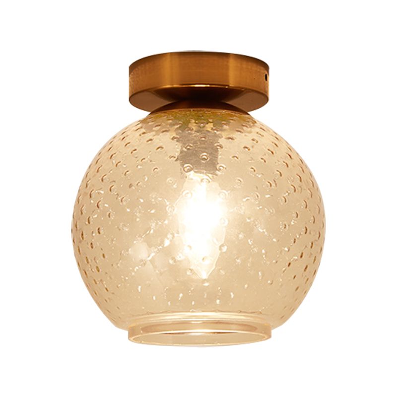 Plafonnier encastré en verre rose/jaune/bleu/transparent avec abat-jour globe minimalisme, luminaire monté au plafond pour foyer à 1 lumière