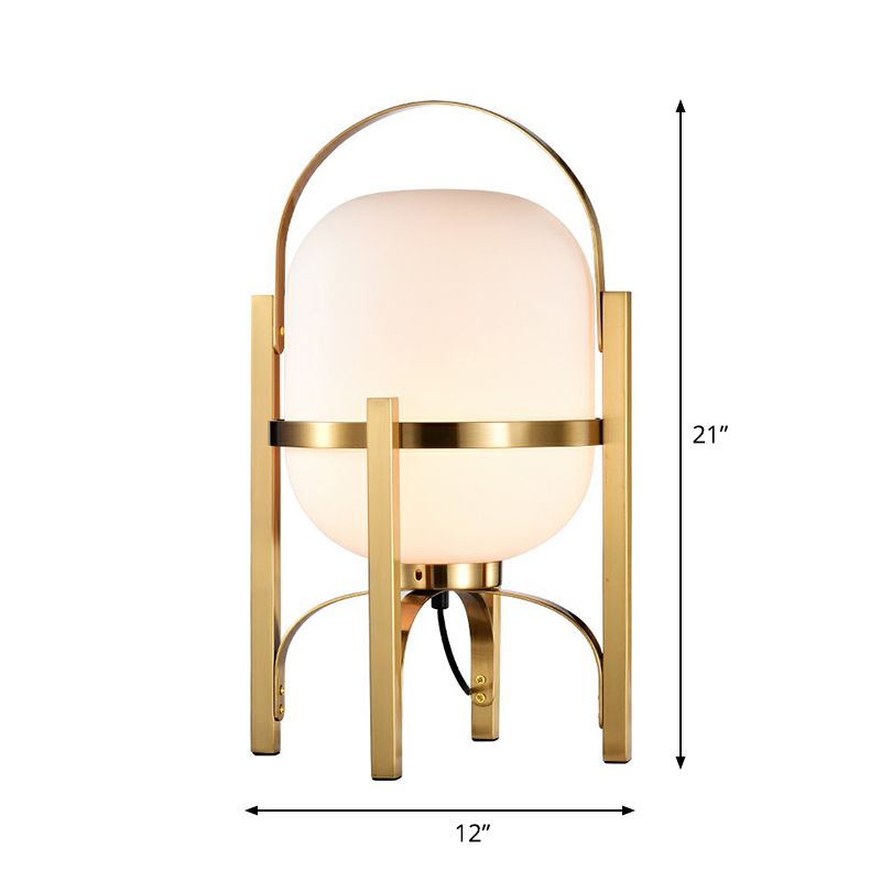 Capsule Glass Night lampe Postmodern 1 Light Finish Table Light avec quadpod et poignée arquée