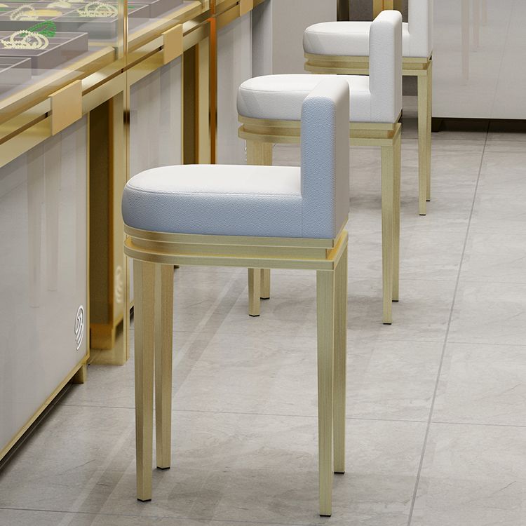 Glam Upholstered Counter Height Stool Metal Bar Stool for Kitchen