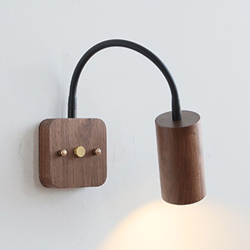 Modern Wooden Shade Wall Lighting Fixtures Cylinder Shade Wall Lamp for Bedroom