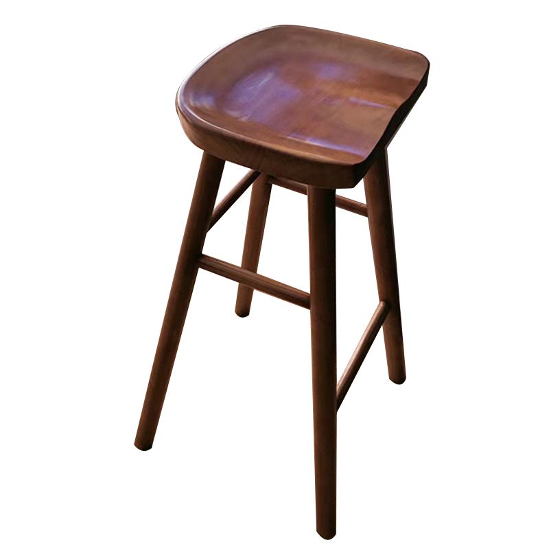 Contemporary Solid Wood Counter Stool Saddle Seat Bar Stool for Living Room