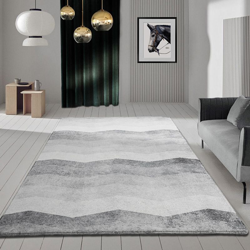 Black Modern Rug Blended Striped Rug Non-Slip Backing Rug for Home Decor