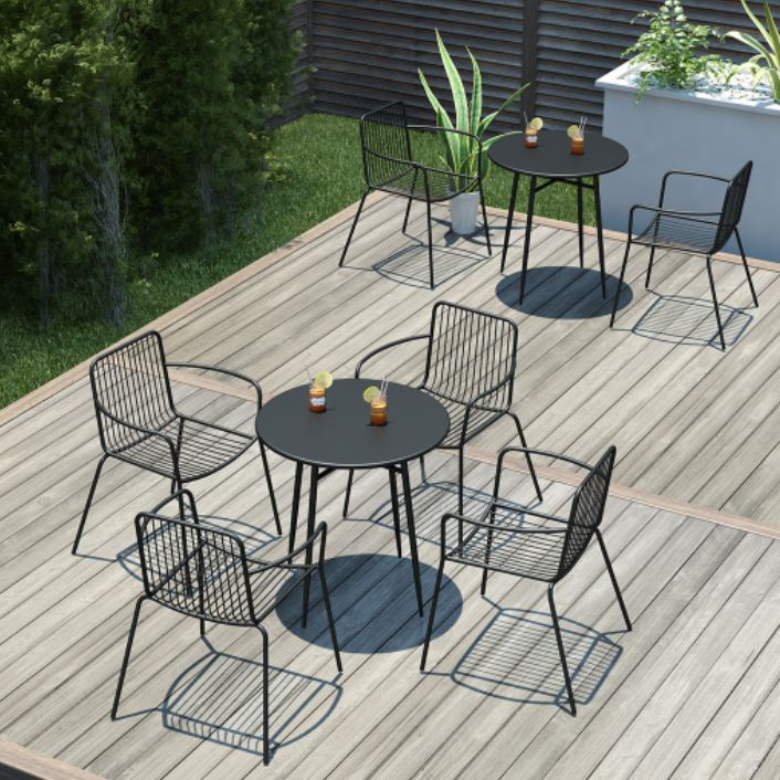 Modern Metallic Finish Dining Table Set 1/3/5 Pcs Metal Dining Set