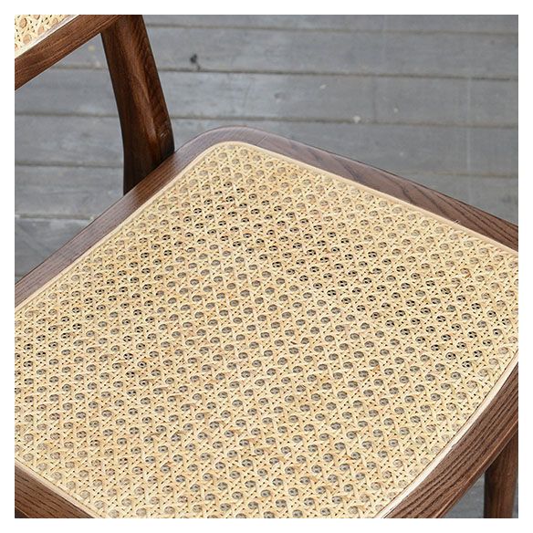 Sillas de comedor sin brazos para interiores, sillas laterales de ratán con patas de madera (juego de 2)