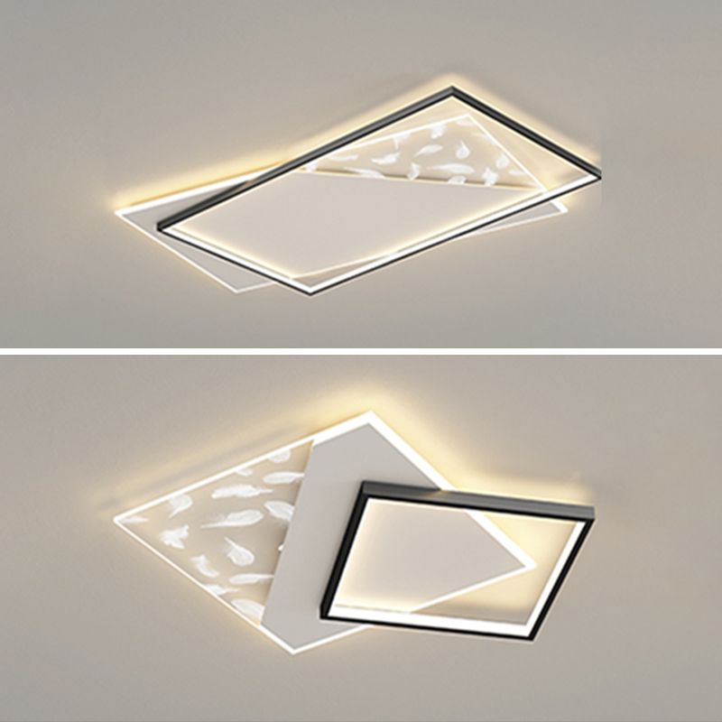 Plumage acrylique encastré moderne noir et blanc LED salon plafonnier fixations