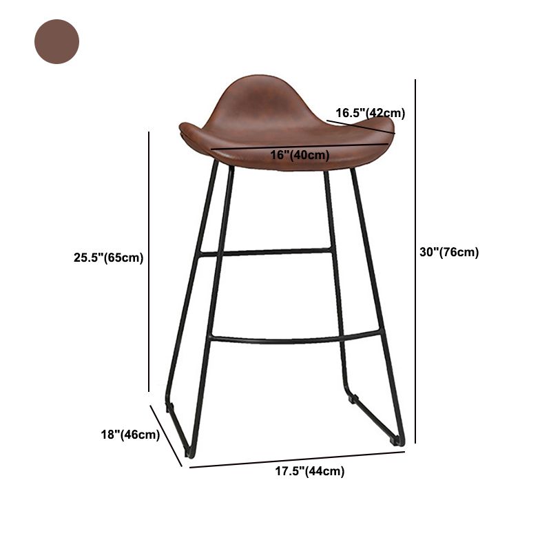 Modern Leather Armless Home Stool Matte Finish Barstool with Footrest