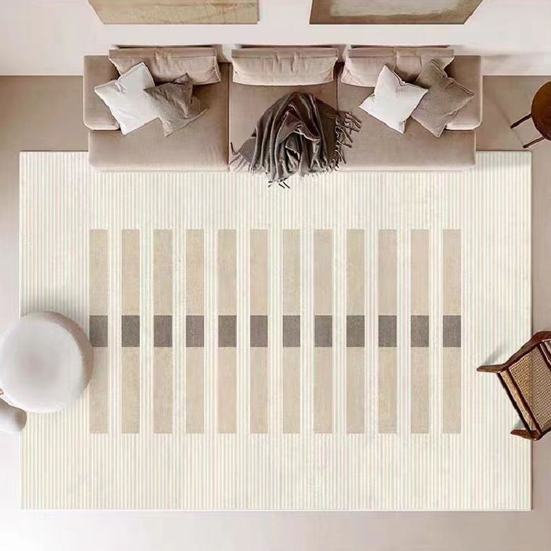 Modern Style Beige Rug Rectangle Shape Stain Resistant Rug for Home Decor