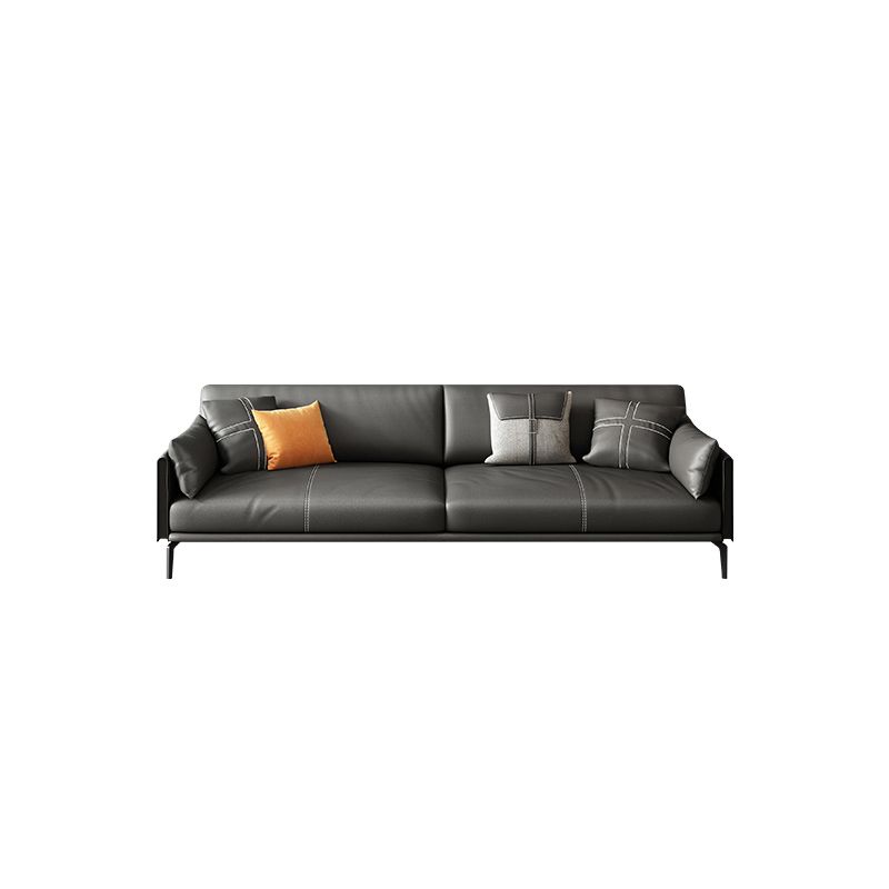 Contemporary Genuine Leather Square Arm Sofa Standard Sofa for Living Room