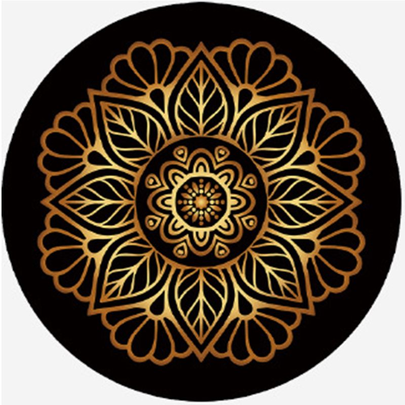 Gold Living Room Indoor Rug Modern Medallion Carpet Polyester Rug Non-Split Carpet