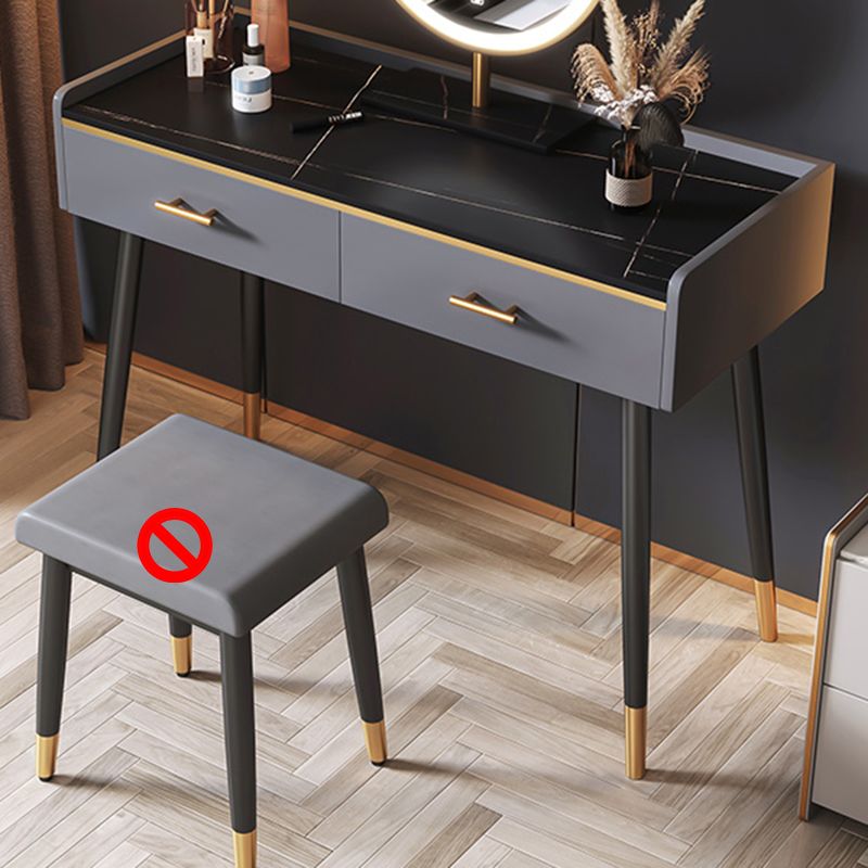 Grey Vanity Bedroom Stone Top Make-up Vanity with Storage Drawers