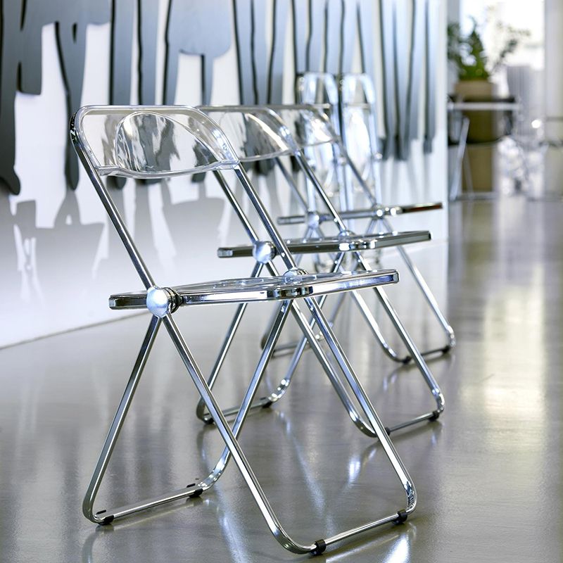 Modern Foldable Backrest Acrylic Chair with Metal Legs for Dining Room