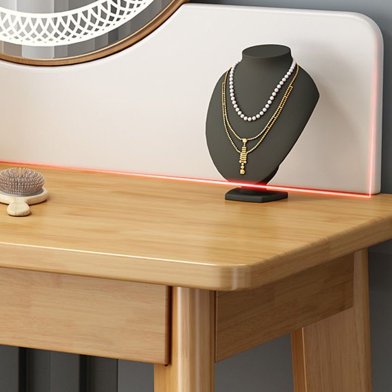 29.52" Height Solid Wood Table Makeup Vanity with Mirror and Drawers