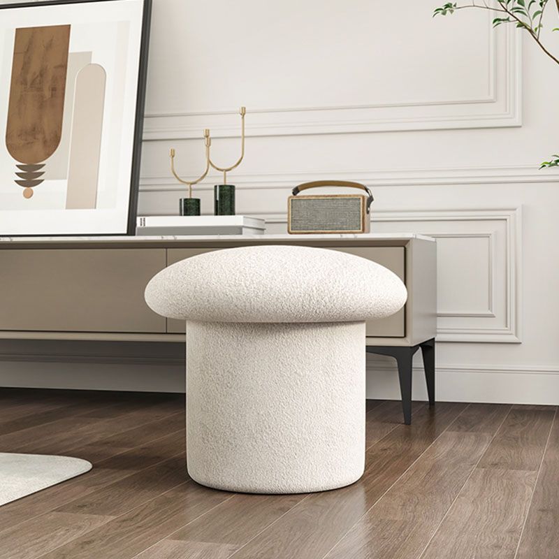 Plain Pouf Mushroom Shaped Sherpa Fade Resistant Upholstered Pouf Ottoman